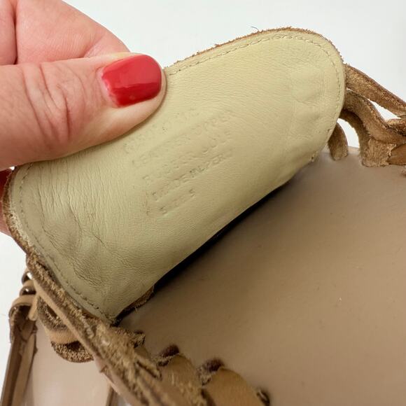 Nisolo Women’s Huarache Flats Size 9 Leather Sandals Handwoven Tan Neutral - Picture 11 of 12